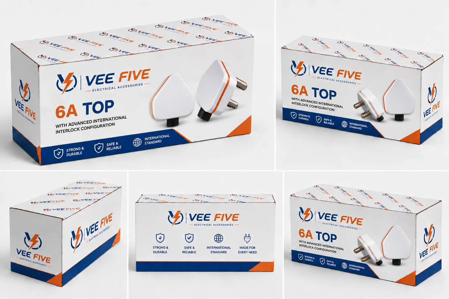 Vee Five 6A Top packaging shown from five angles