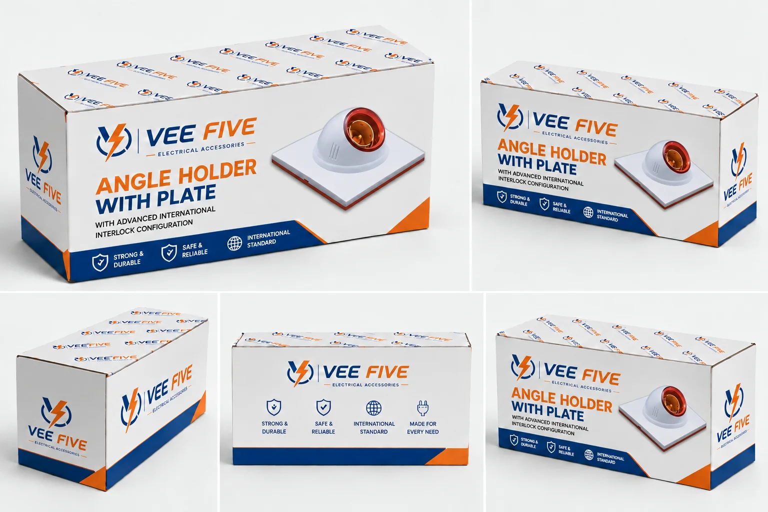 Vee Five Angle Holder With Plate packaging shown from five angles