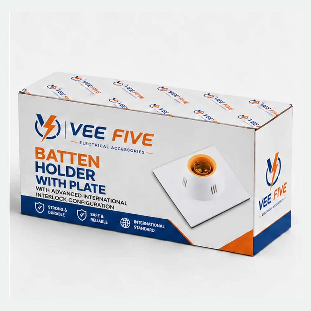 Vee Five Batten Holder With Plate box angled view