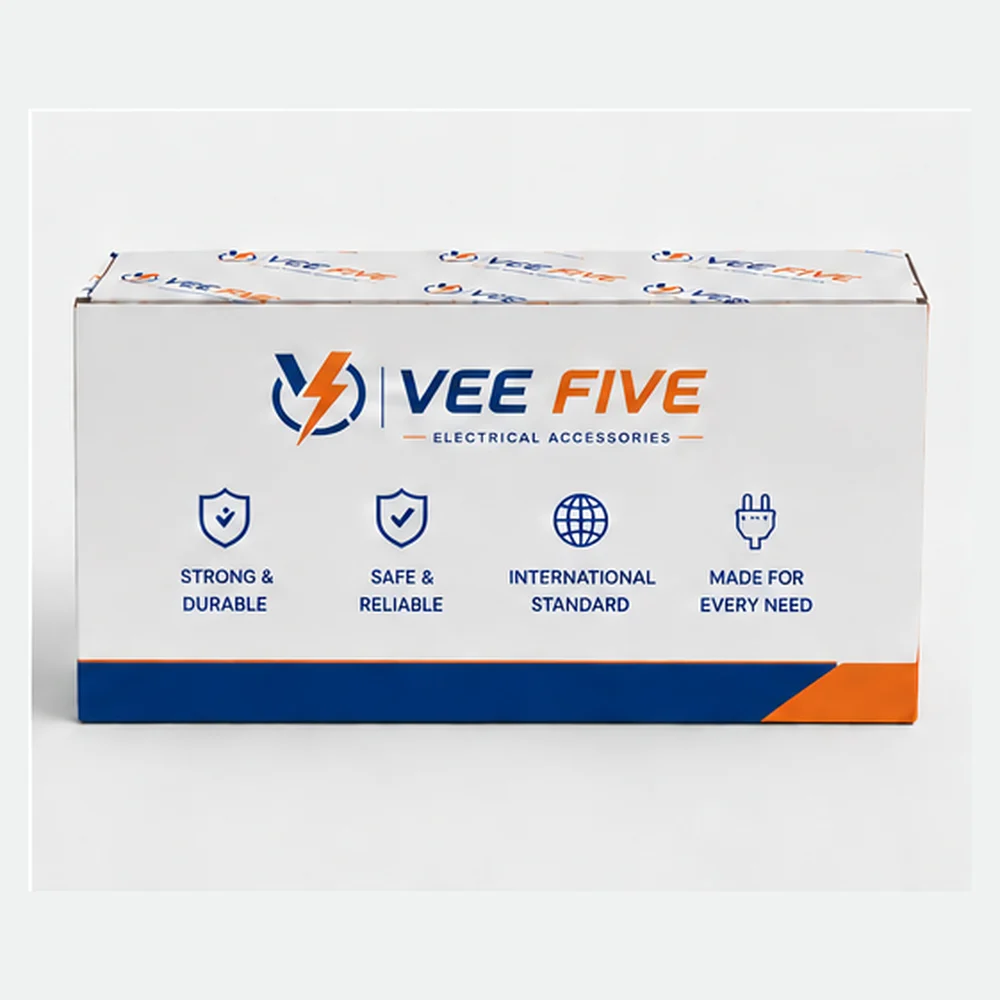 Vee Five Ceiling Rose box back panel with product features