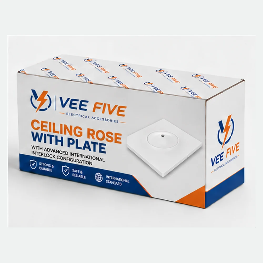 Vee Five Ceiling Rose With Plate box front panel