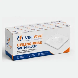 Vee Five Ceiling Rose With Plate box front view